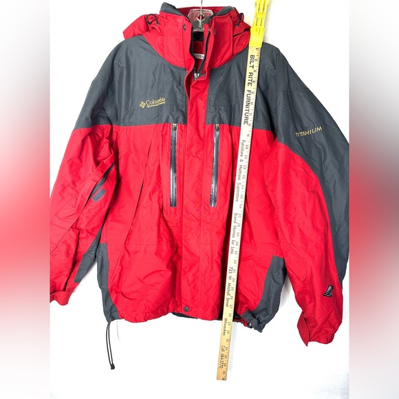 Columbia Titanium Men Size Large Red Black Omni Heat Jacket Hood Zip Pockets - Picture 5 of 16
